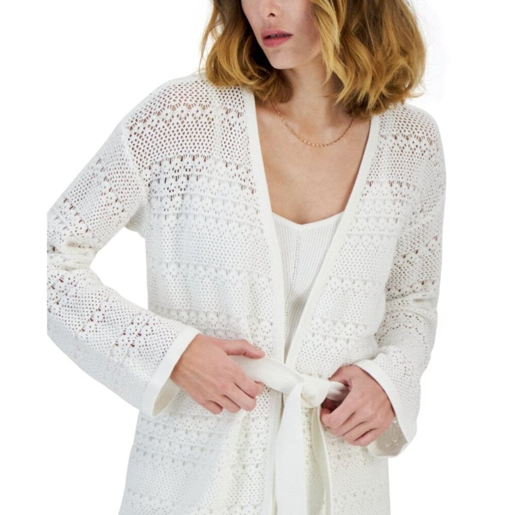 INC International Concepts XXL White Crocheted Cardigan Duster Sweater NWT