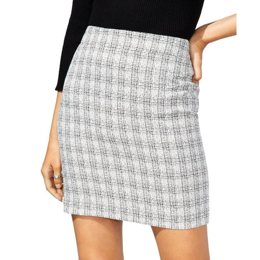 Bar III Women's Size 14 Black and White Tweed Formal Pencil Skirt NWT