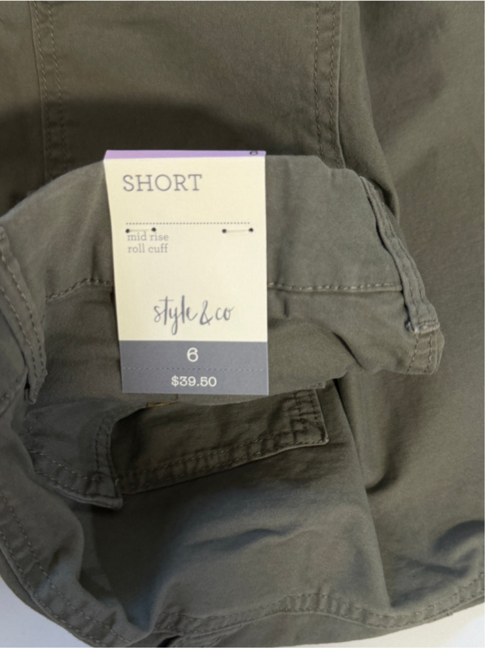 Style & Co Women's Size 6 Olive Green Rolled Cuff Bermuda Shorts NWT
