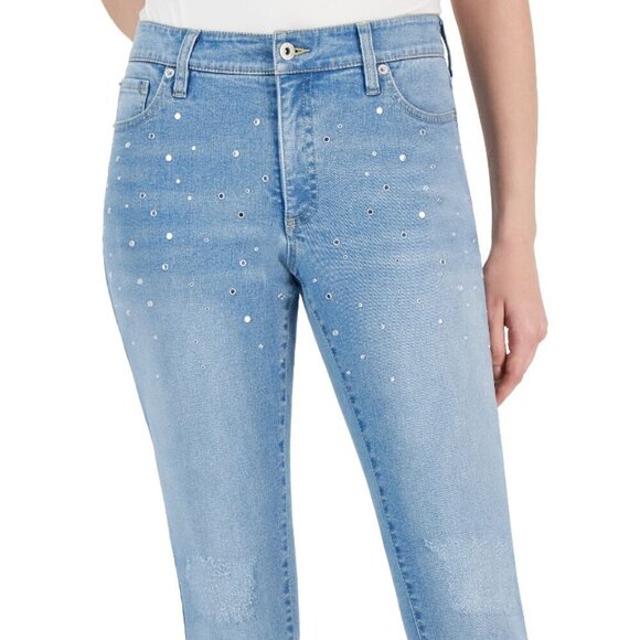 I.N.C. International Concepts 4 Studded Distressed-Knee Skinny Jeans