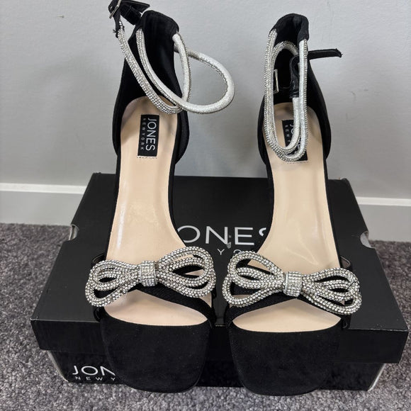 Jones New York Women's 10 Black Tarrie Rhinestone Bow Stiletto Heels NIB