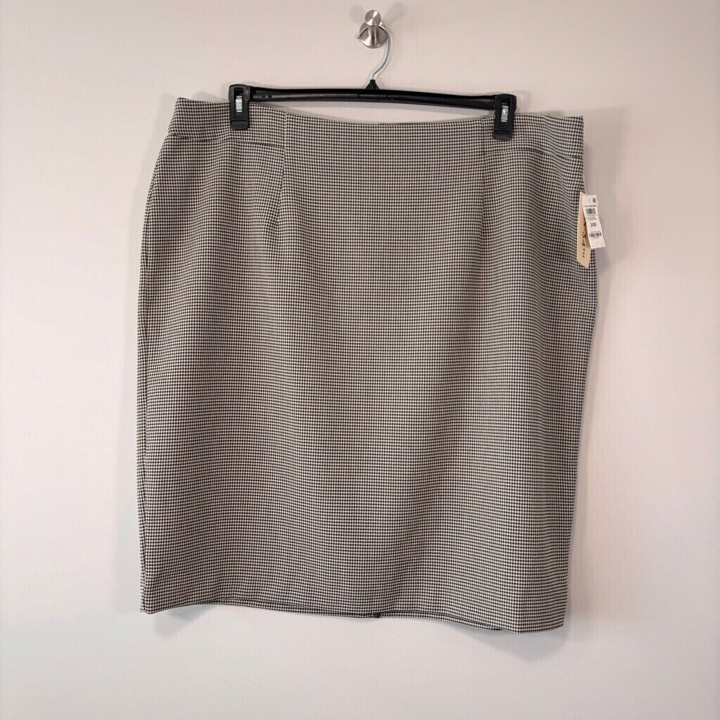 ON 34TH Plus Size Black & White Houndstooth Double-Weave Pencil Skirt NWT