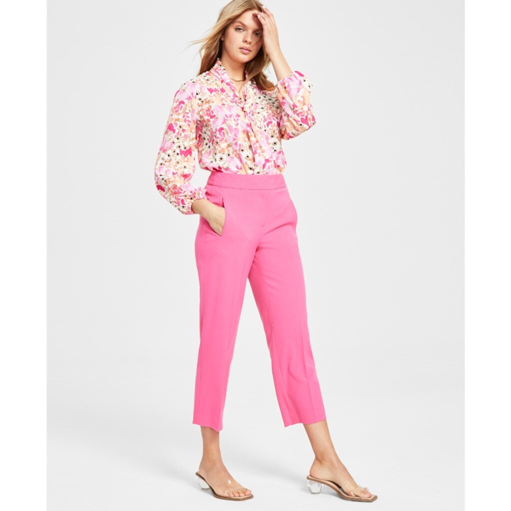Bar III Women's Size 4 Hot Pink Bi-Stretch Straight-Leg Ankle Dress Pants NWT