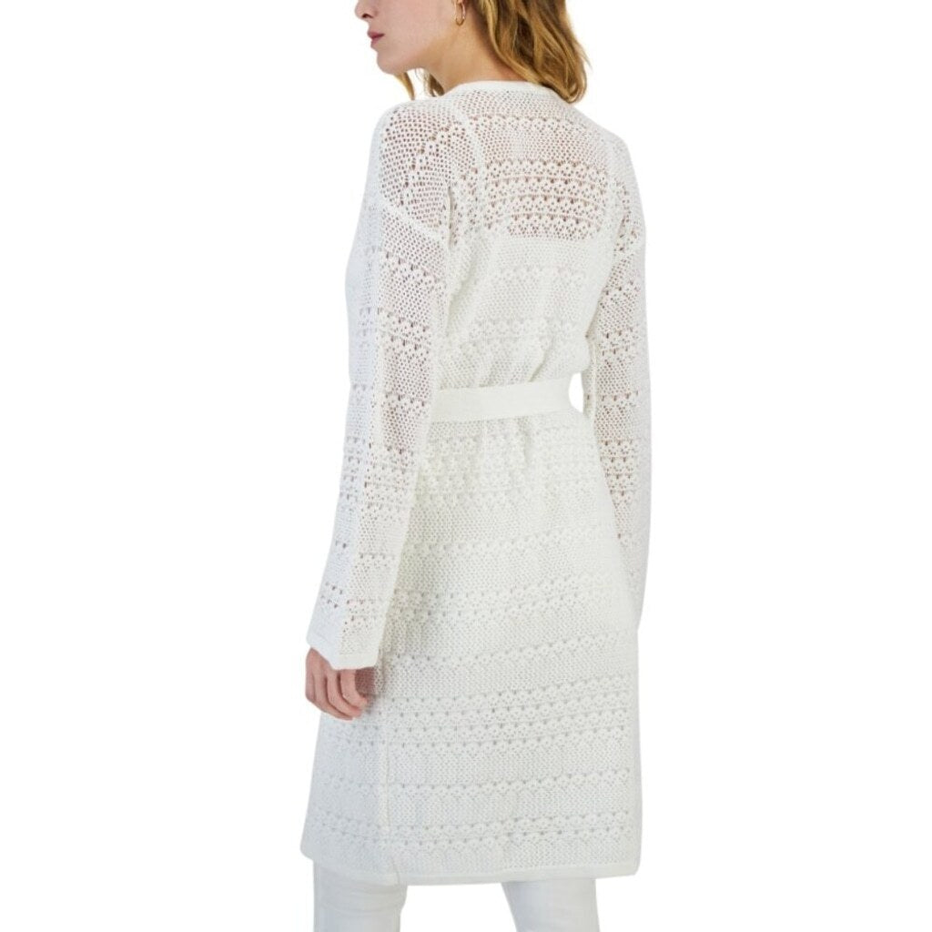 INC International Concepts XXL White Crocheted Cardigan Duster Sweater NWT