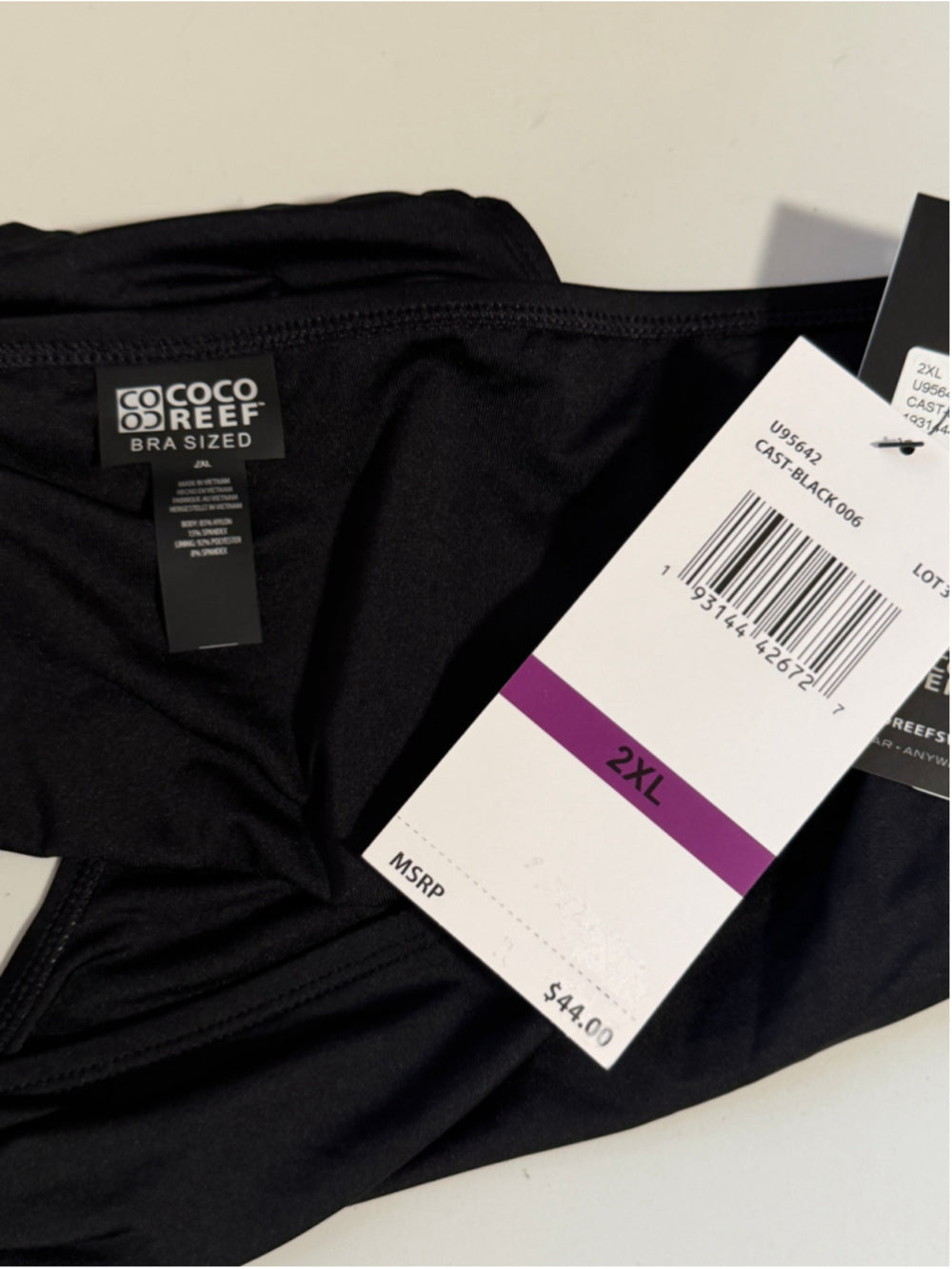Coco Reef Women's Size XXL Black Ruched Hipster Bikini Bottoms NWT