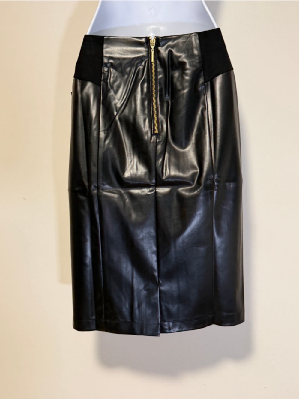 INC International Concepts Size Extra Small Black Faux-Leather Pencil Skirt NWT