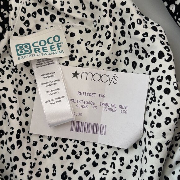 Coco Reef Size Medium Black White Dot Reversible High Waist Bikini Bottom NWT