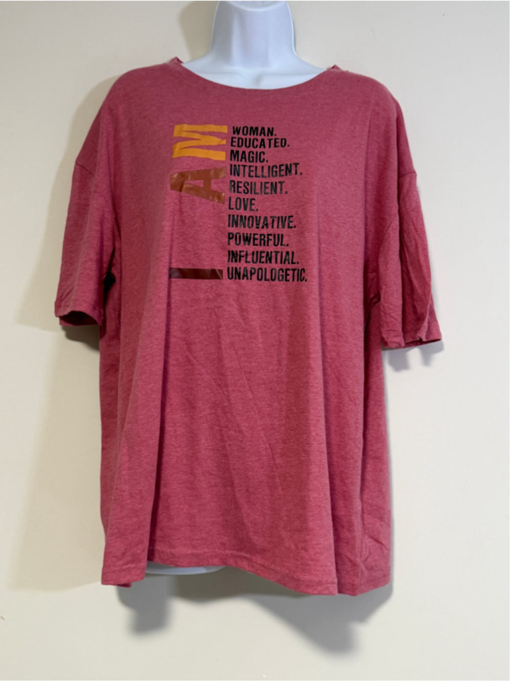 Shein Women's Size Medium Red Heather Empowering Saying Short Sleeve T-Shirt NWT