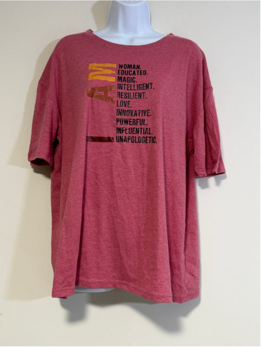 Shein Women's Size Medium Red Heather Empowering Saying Short Sleeve T-Shirt NWT