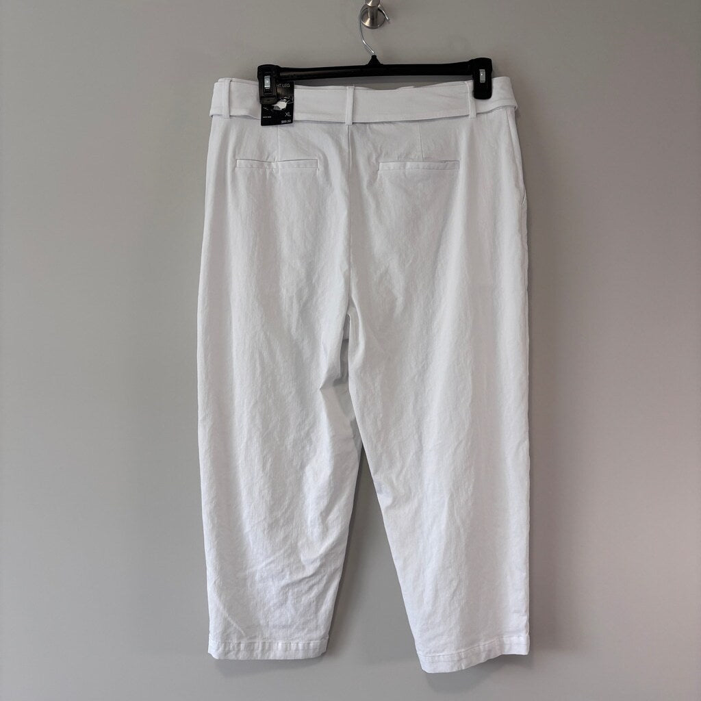 INC International Concepts Women's Size XL White Belted High-Rise Capris NWT