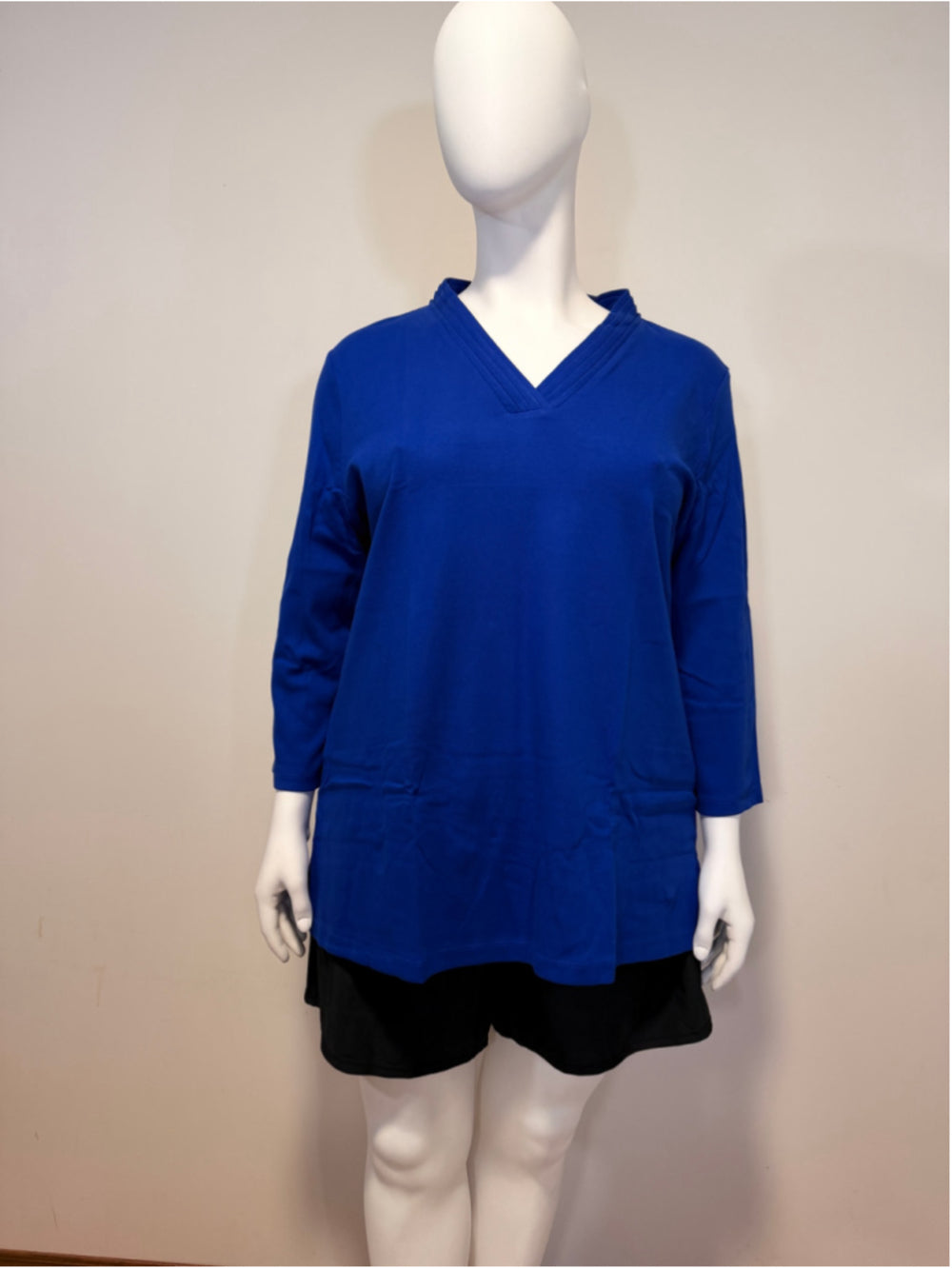 Karen Scott Women's XXL 100% Cotton Cobalt Blue Tunic Top NWT