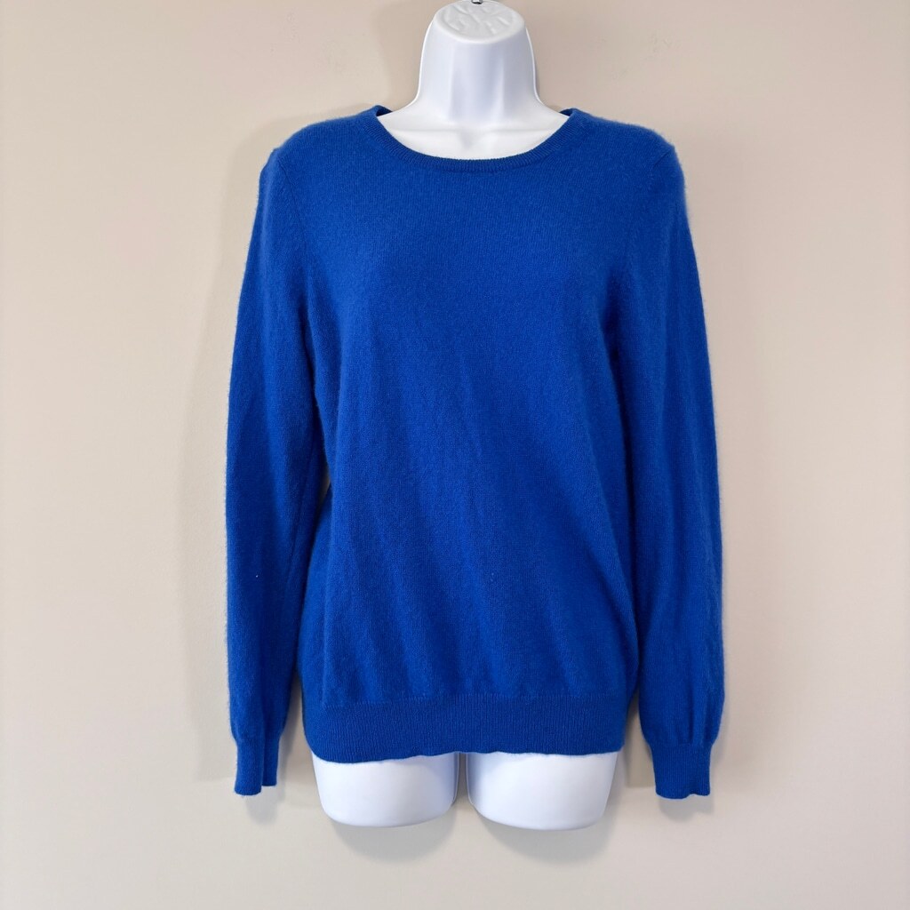 Charter Club 100% Cashmere Women's Medium Blue Long-Sleeve Crewneck Sweater NWT