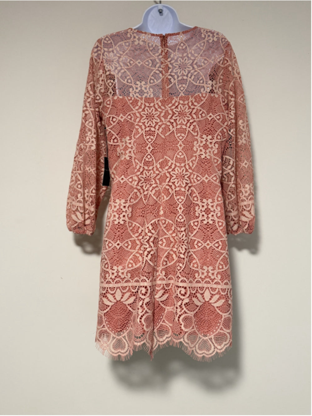 Vince Camuto Size 10 Pink Lace Jewel-Neck Balloon Sleeve Shift Dress NWT