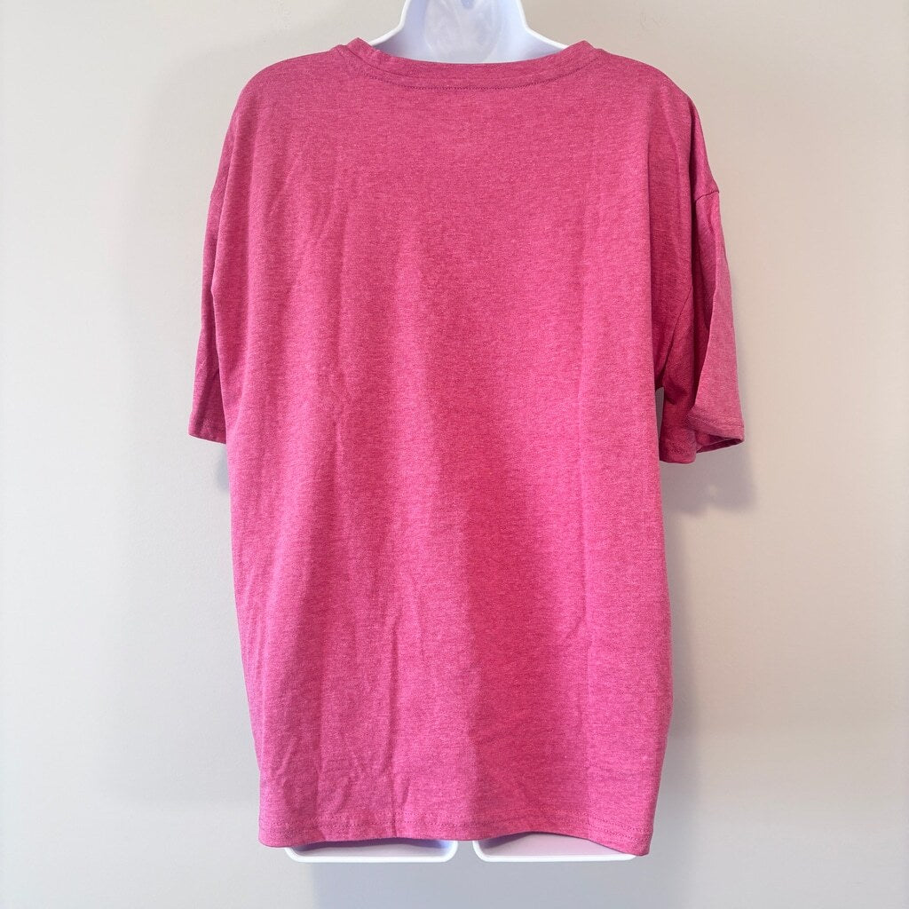 SHEIN Women's Pink Cute Cow Print Graphic Tee Oversized Boxy Casual Top NIB