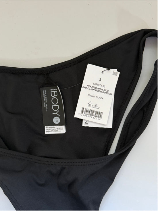 COTTON ON Women's Small Black Refined High-Side Brazilian Bikini Bottoms NWT