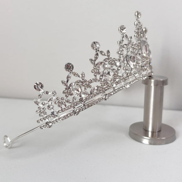 White Crystal Imperial Baroque Silver Crown / Tiara - NWT