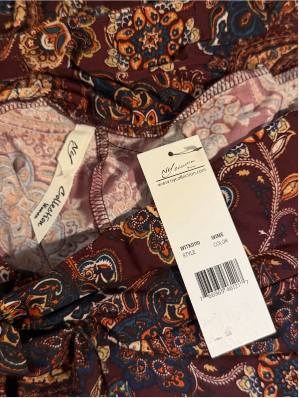 NY Collection Plus Size 2X Brown Paisley Maxi Skirt with Sash Tie NWT