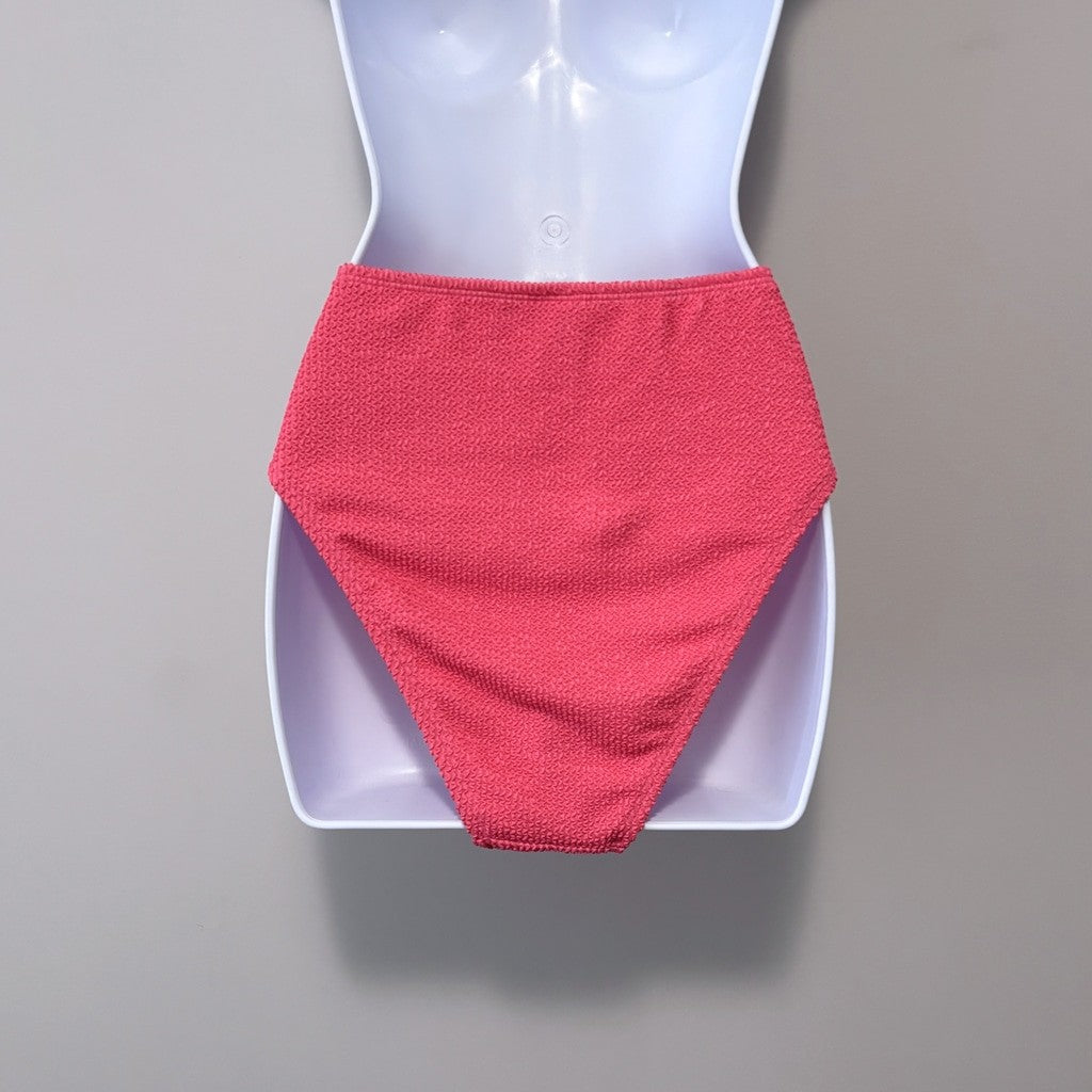 Bar III Women's Medium Hot Pink High Leg High Rise Textured Bikini Bottoms NWT