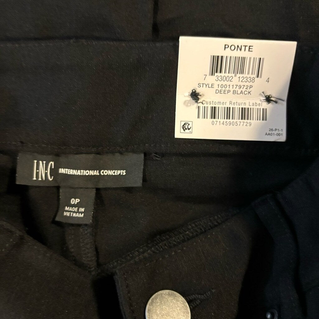 I.N.C. International Concepts 0 Petite High Waisted Curve Black Pants NWT.