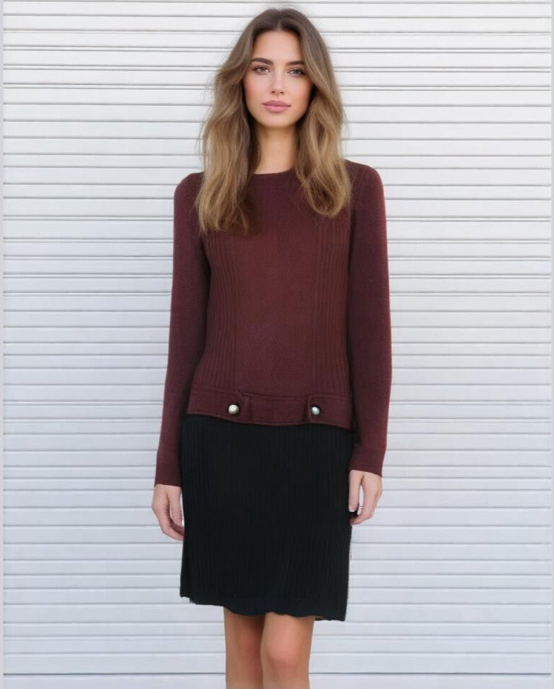 BCX Dress Juniors' Medium Burgundy & Black Sweater Dress NWT