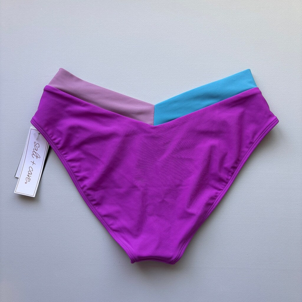 Salt + Cove Women's Purple Color Blocked Bikini Bottoms / Swimwear NWT