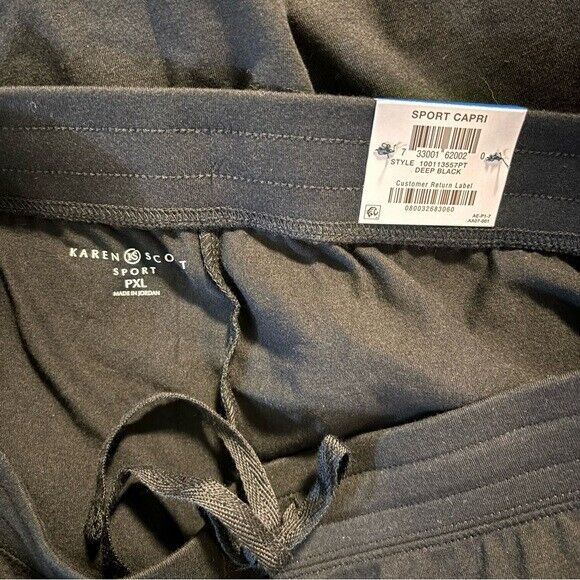 Karen Scott Knit Capri Pull on Black Short Capri Jogger / Sweat Pants NWT