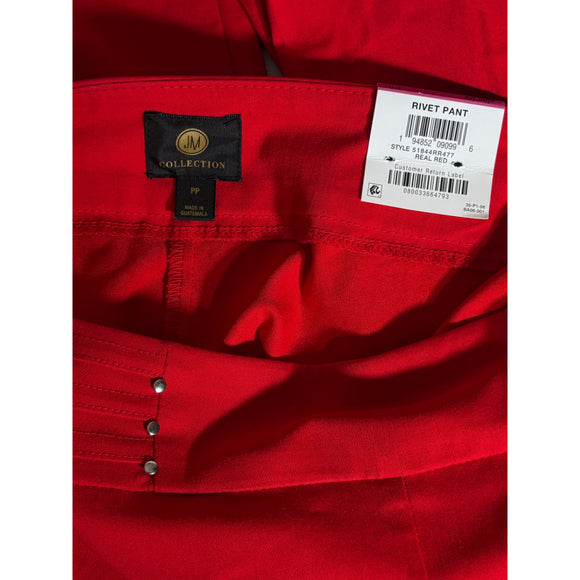 JM Collection Petite Red Slim Leg Stretchy Pull-On Studded Dress Pants NWT