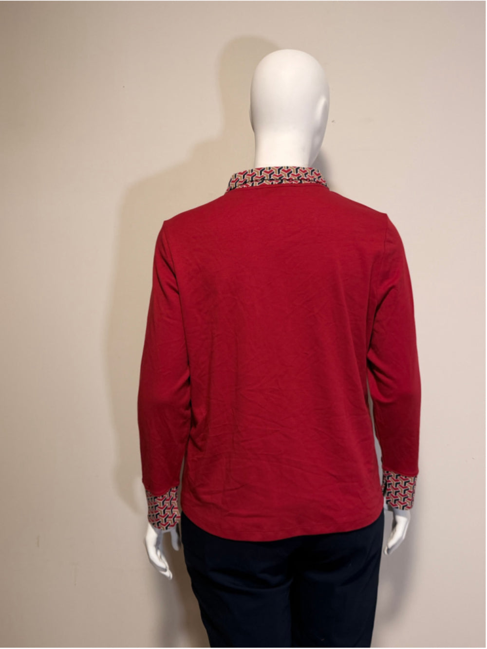 Tommy Hilfiger Plus Size 2X Red 100% Cotton Geo-Print-Trim Top NWT