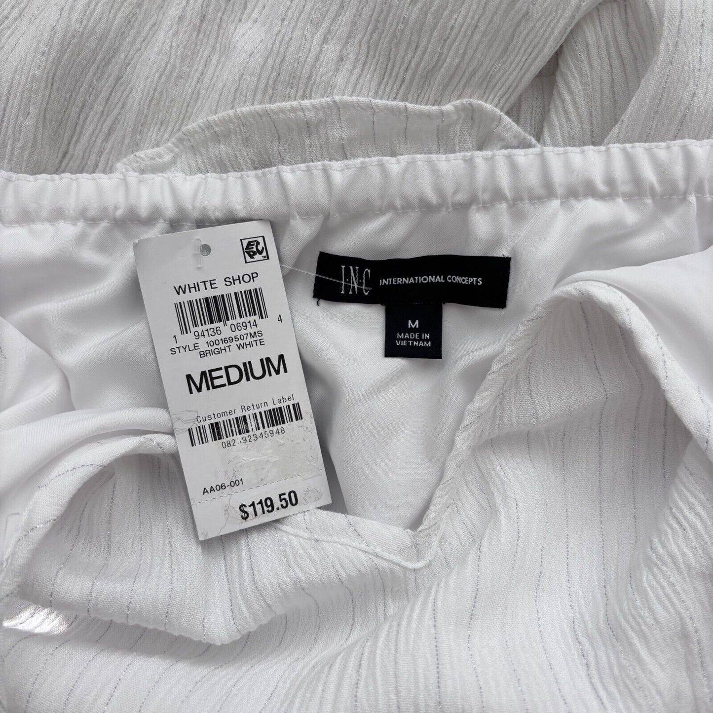 INC International Concepts White & Silver Halter-Neck Tiered Maxi Dress NWT