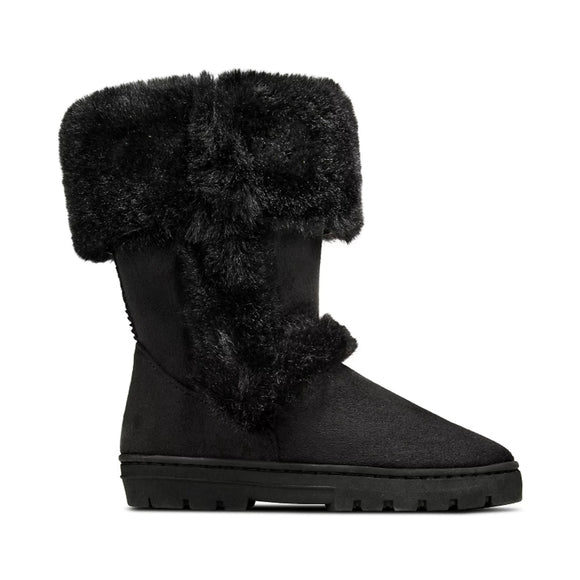 Style & Co Women's Size 5 Suede & Fuzzy Black Witty Winter Boots NIB