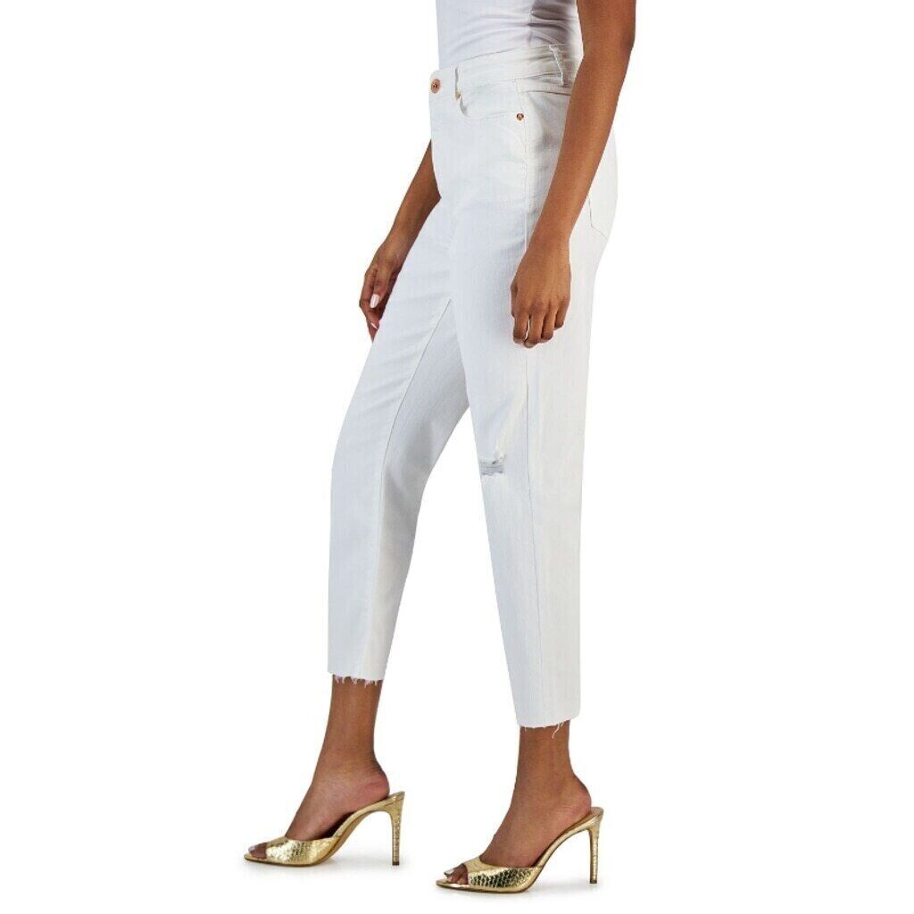 I.N.C. International Concepts White High-Rise Distressed Cropped Jeans NWT.