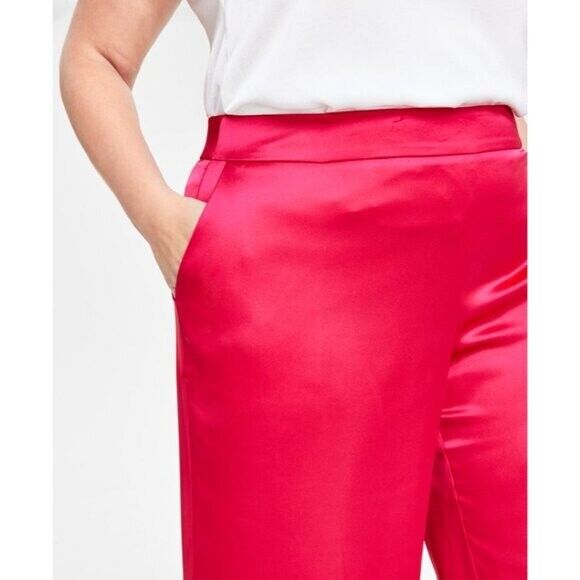 I.N.C. INTERNATIONAL CONCEPTS Hot Pink Satin High Rise Dress Pants NWT