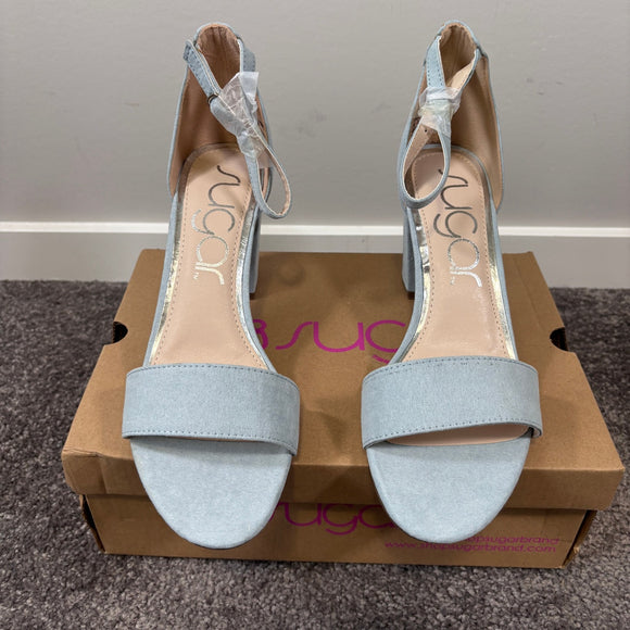Sugar Women's 8.5 Light Blue Suede Chunky Heels Dress Shoes NWT