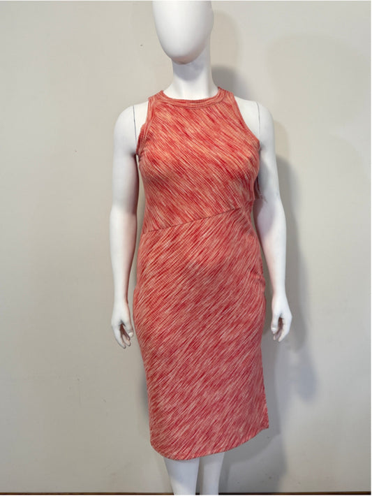 INC International Concepts Size XL Orange Space-Dyed Ribbed Midi Dress NWT