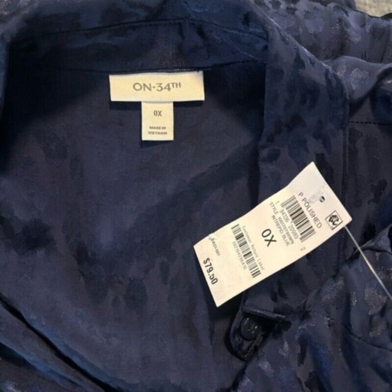 On 34th Plus Size Leopard Print Navy Blue Jacquard Jumpsuit NWT