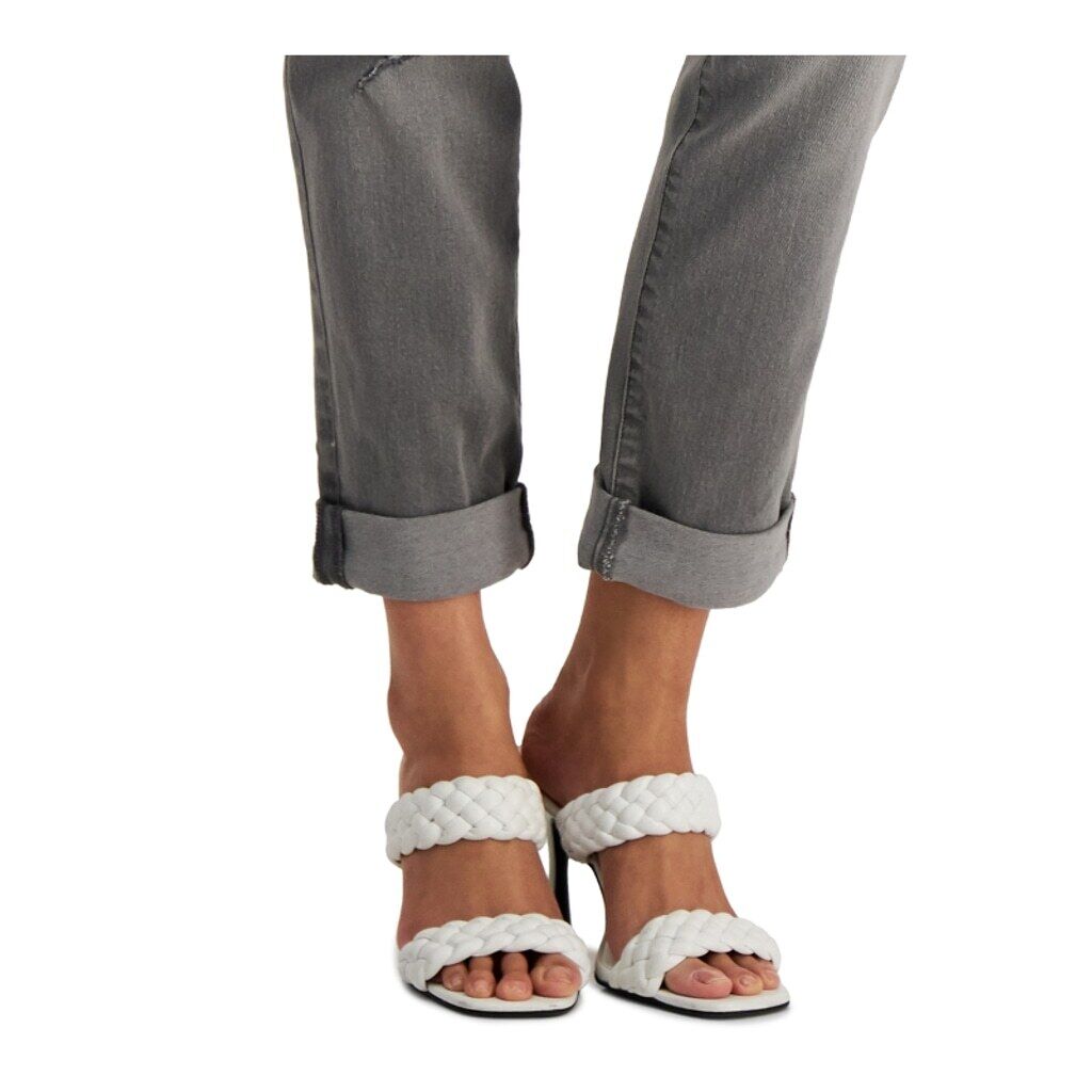 INC International Concepts Women's 2 Grey Mid Rise Ripped Straight-Leg Jeans NWT