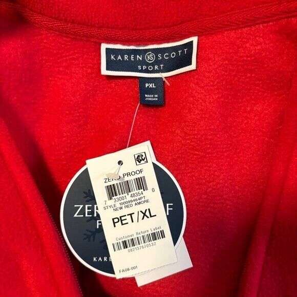 Karen Scott Women's Petite Red Princess-Seam Zeroproof Fleece Vest NWT