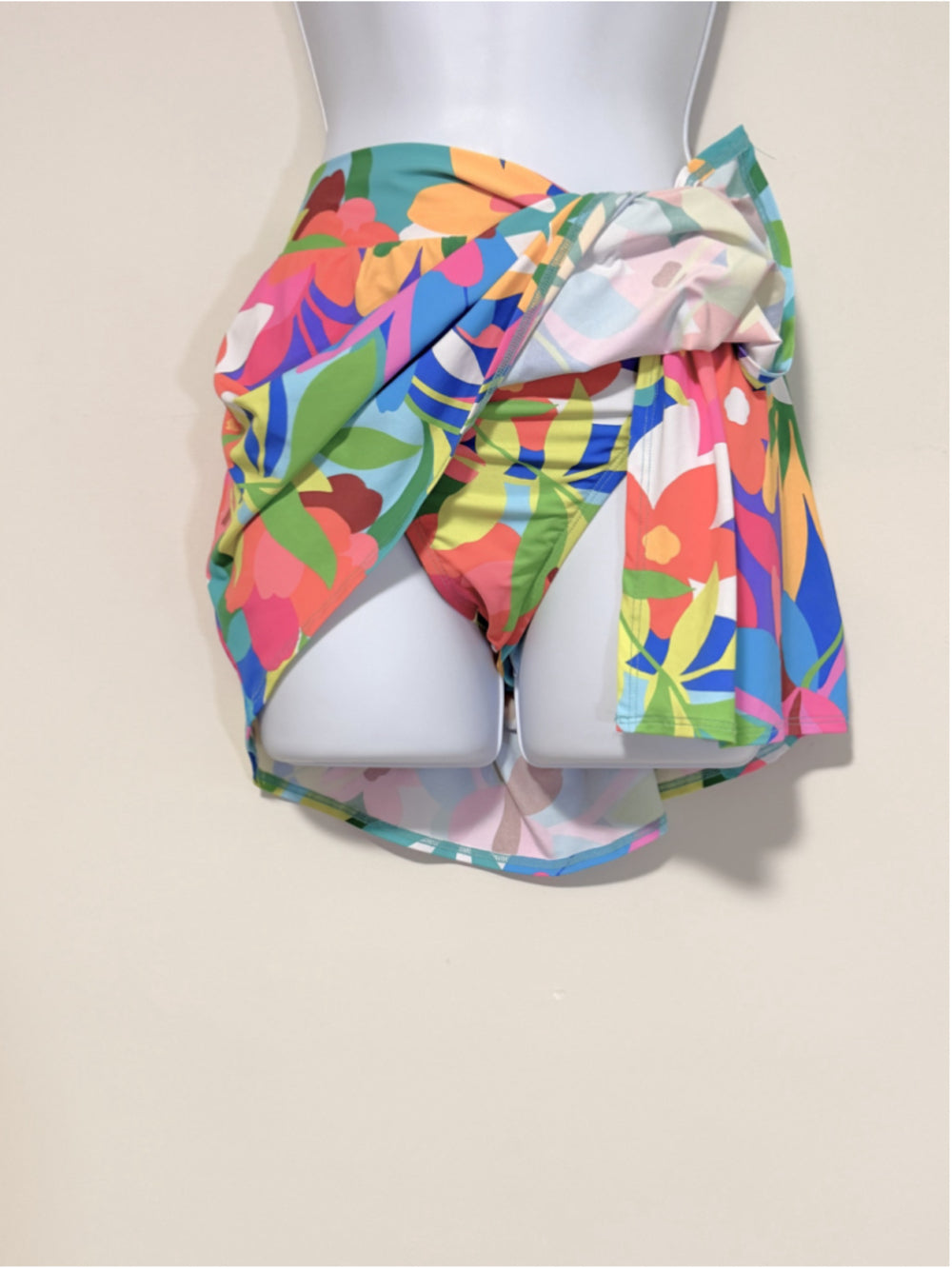 Bleu by Rod Beattie Size 10 Colourful Floral Side-Drape Hipster Swim Skirt NWT