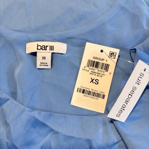 Bar III Women's Blue Satin Spaghetti-Strap Scoop-Neck Lined Camisole NWT