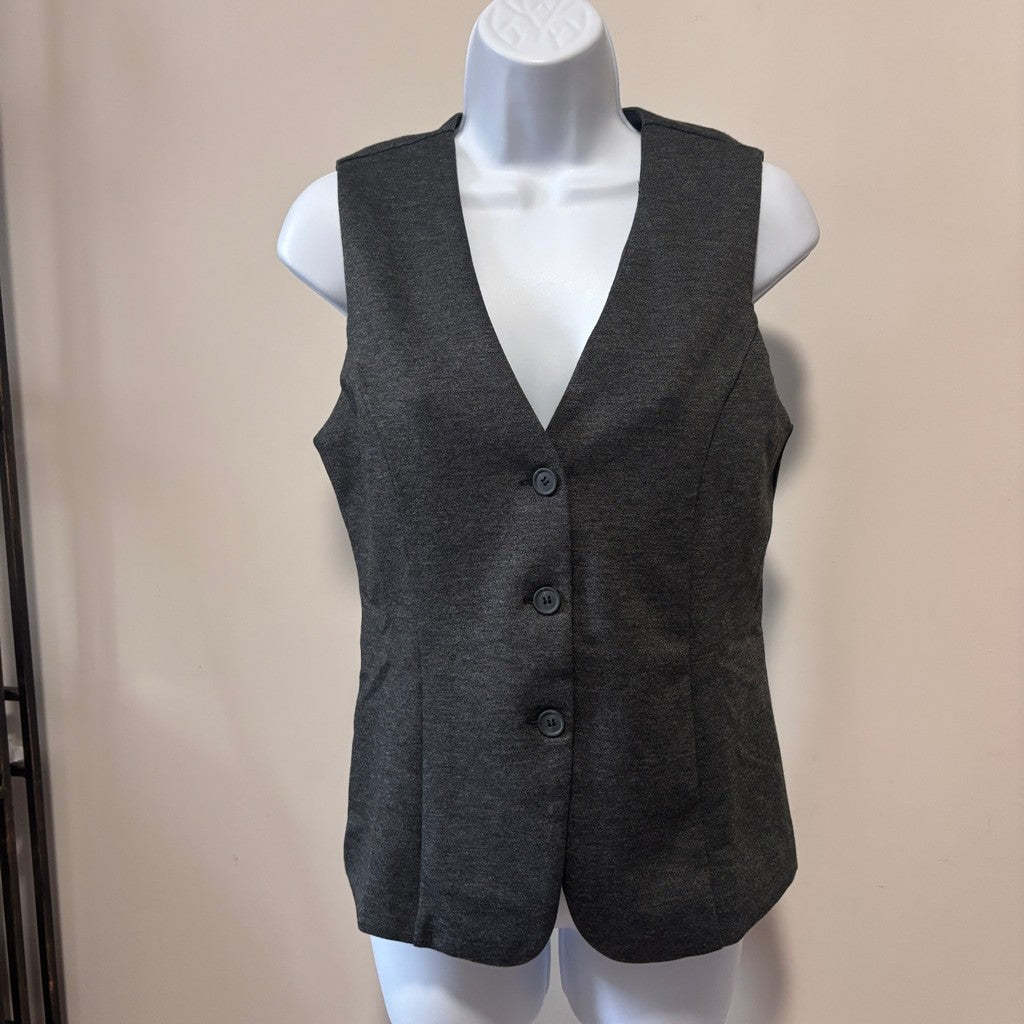 MNG Mango Women's Size Small Dark Grey Fitted Gilet Vest NWT