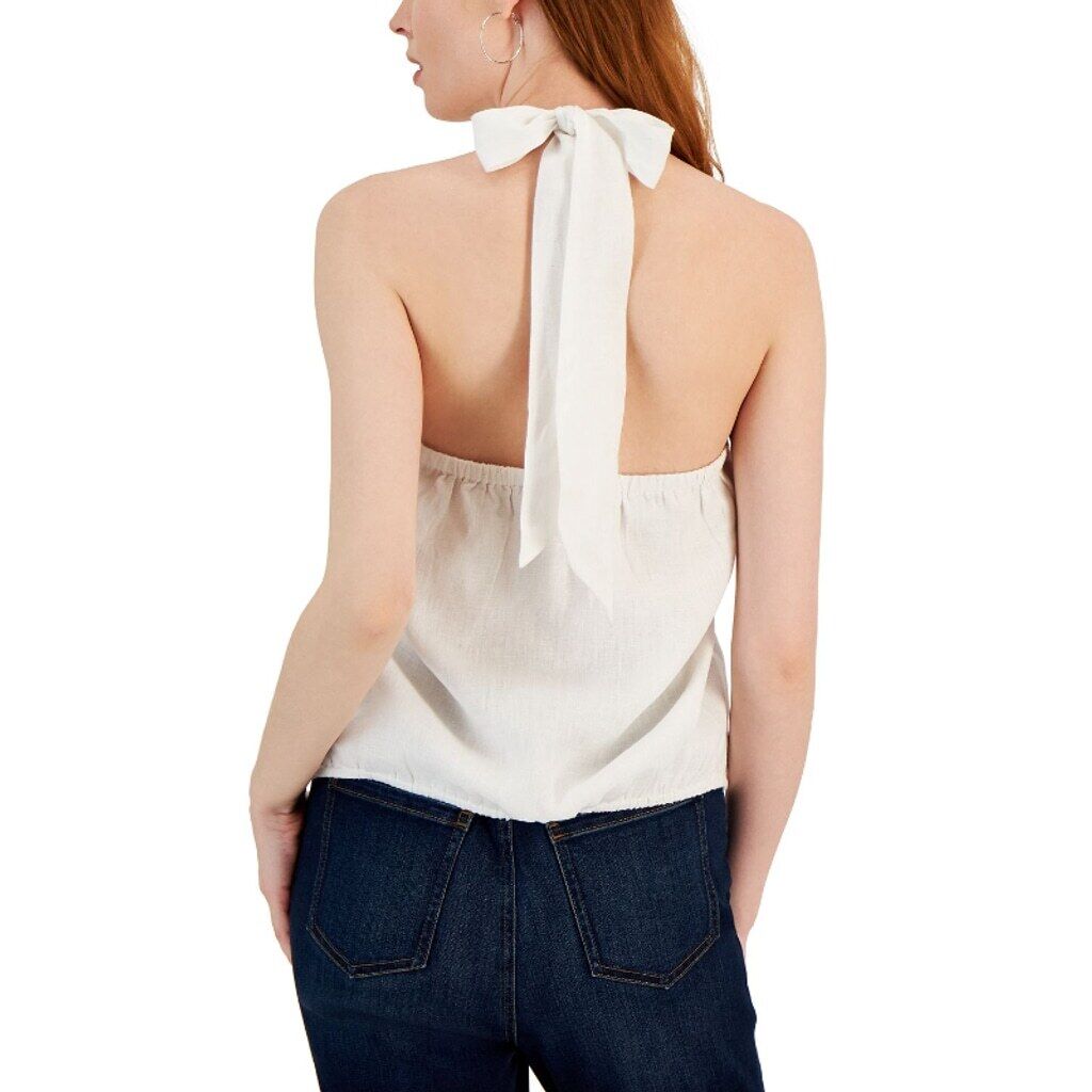 INC International Concepts Women's XXL White 100% Linen Halter Top NWT