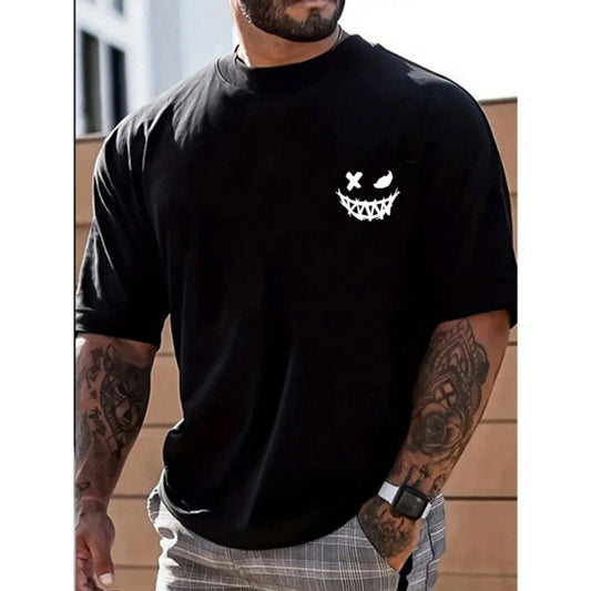 SHEIN Men's 5XL Plus Size Black Wicked Grin Cartoon Graphic Tee T-Shirt NIB