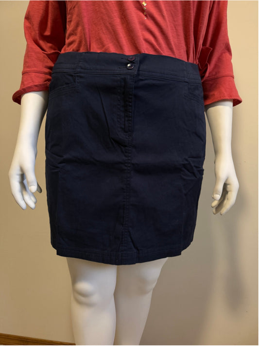 Karen Scott 14 Petite Navy Blue Knit Waistband Skort w/ Pockets NWT