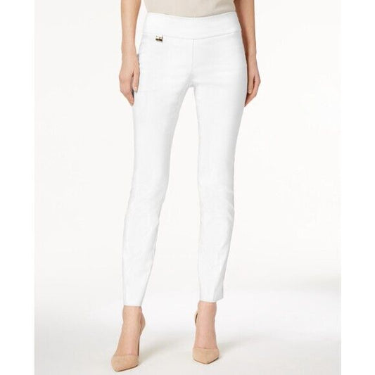 Alfani Petite White Tummy-Control Pull-On Skinny Dress Pants NWT