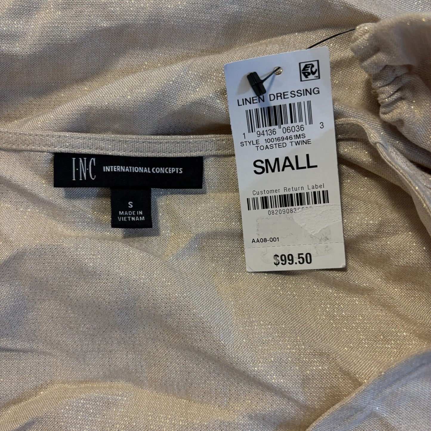 I.N.C. International Concepts Women's Sparkly Linen Twist-Front Dress NWT