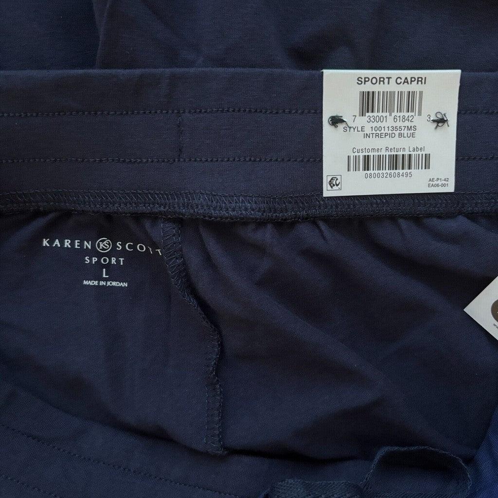Karen Scott Knit Capri Pull on Navy Blue Capri Jogger / Sweat Pants NWT