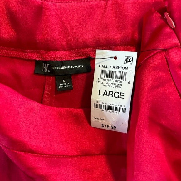 I.N.C. INTERNATIONAL CONCEPTS Hot Pink Satin High Rise Dress Pants NWT