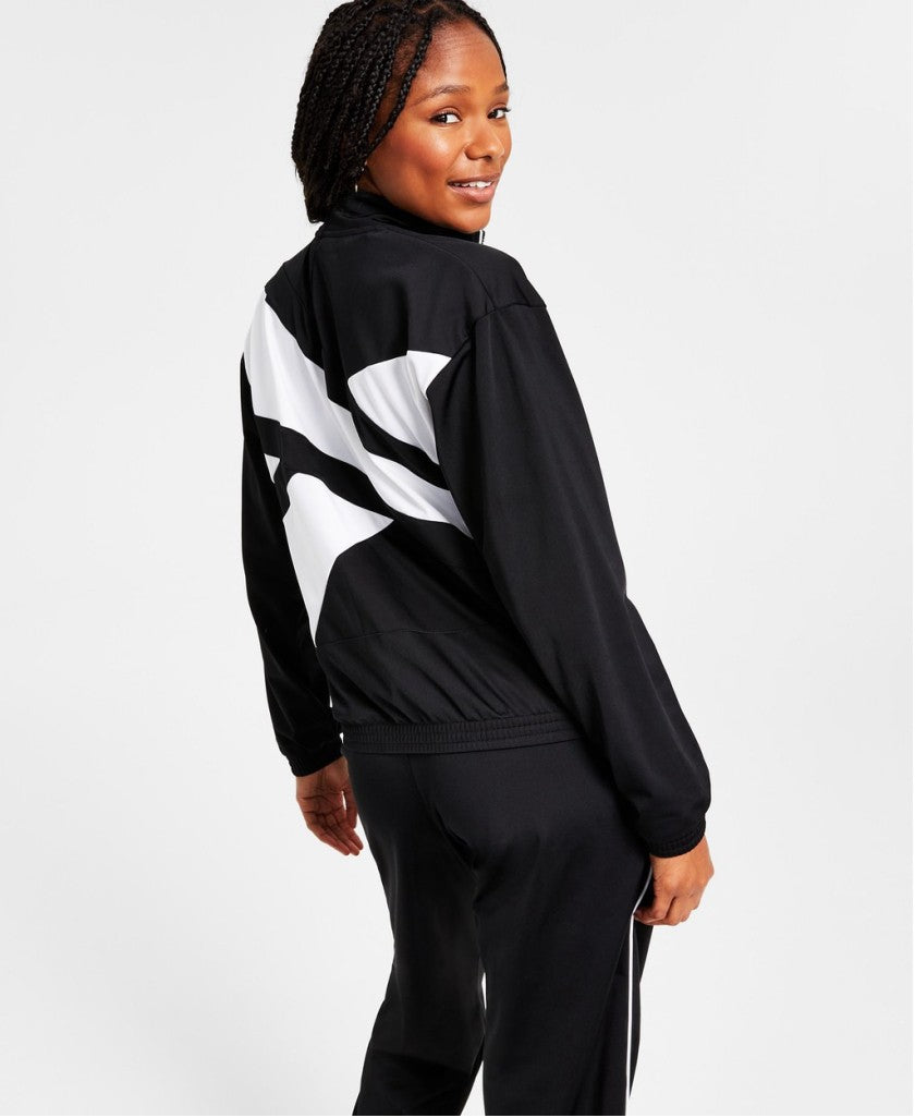 Reebok Women's Extra Large Black & White Tricot Track Jacket w/ Full Zip NWT