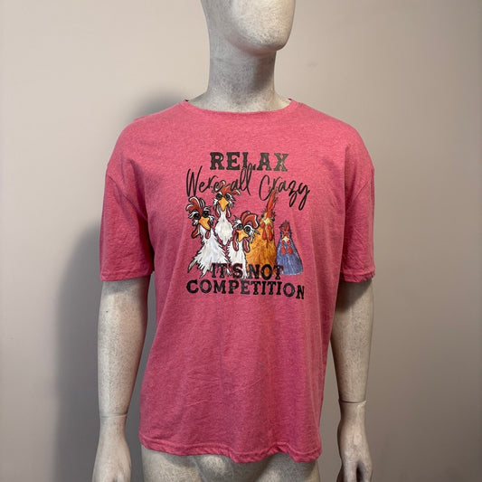 Shein Men's Small Red Crazy Chicken Graphic Short Sleeve T-Shirt NIB