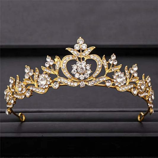 Gold Color with Crystal Rhinestone Diadem Crown / Tiara / Hair Accessory NWT